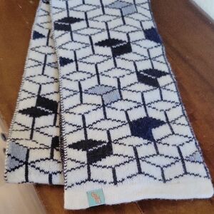 Otto and Spike Black, Navy, Light Blue and White Australian Lambswool Knit Scarf